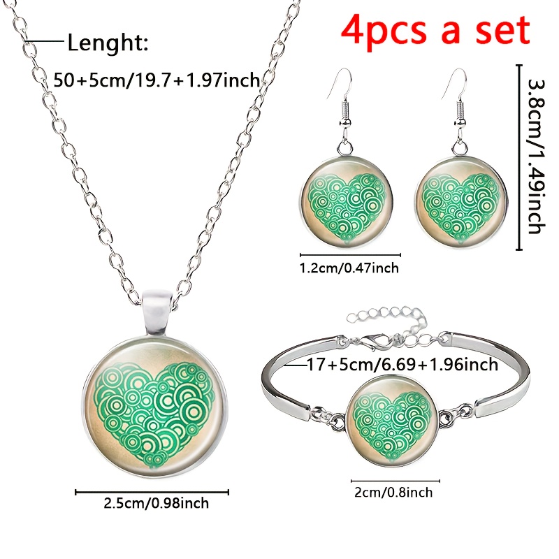 4pcs Jewellery Set with Necklace, Bracelet, and Earrings